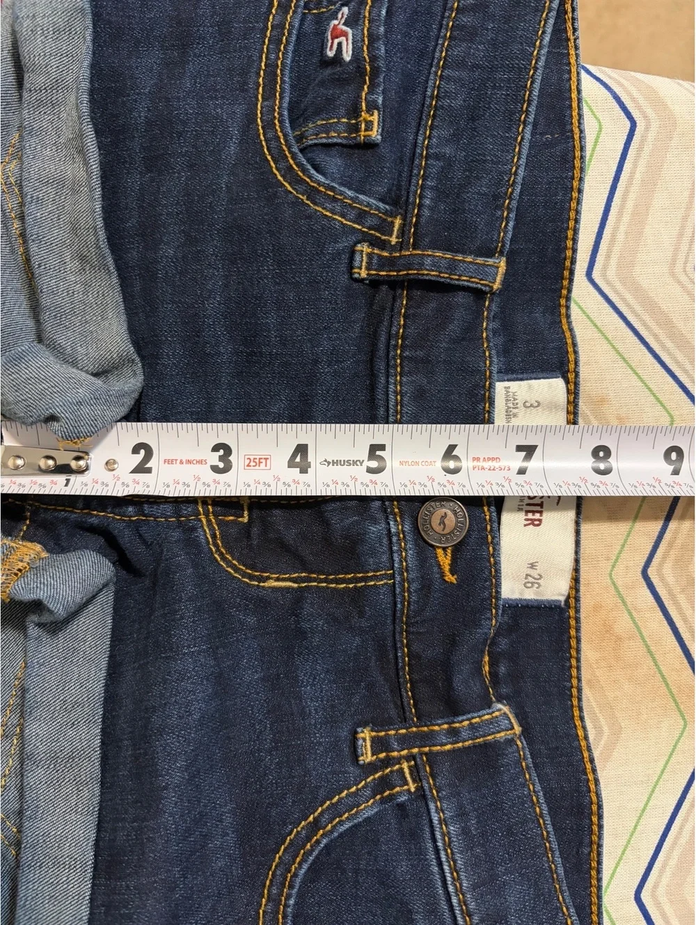 Hollister Denim Mini Shorts Womens Size 3 W26 Blue Low Rise Dark Wash Cuffed